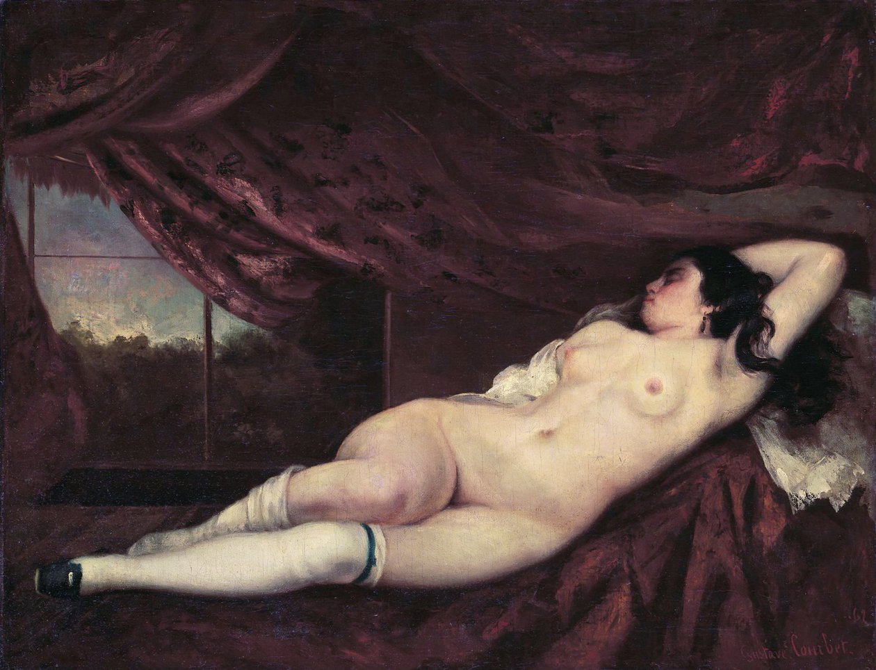 Nøgen tilbagelænet kvinde af Gustave Courbet