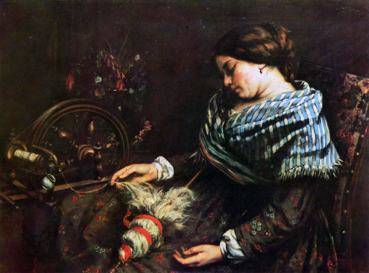 Sovende spinner af Gustave Courbet
