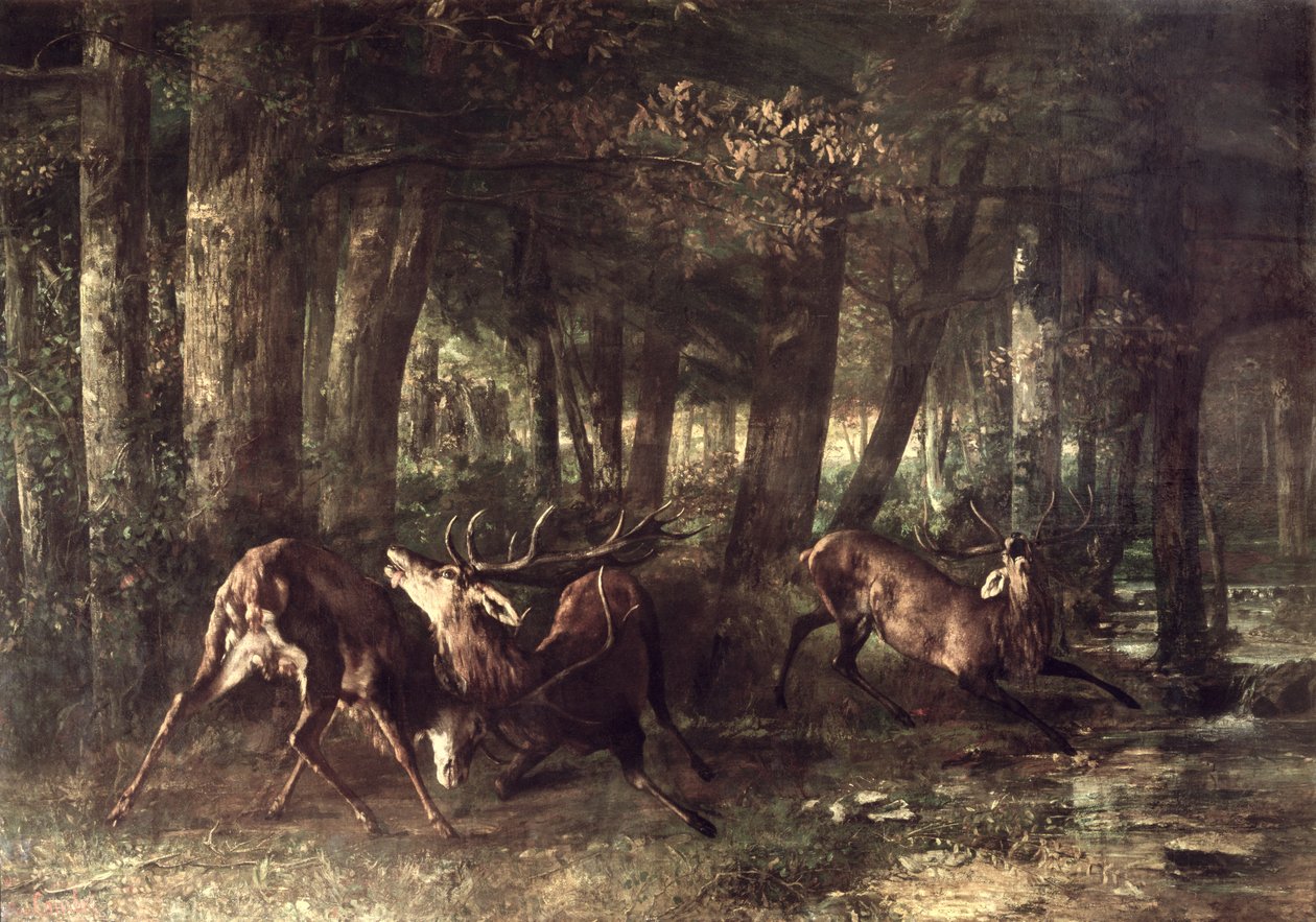 Forår, Hjortekamp, 1861 af Gustave Courbet