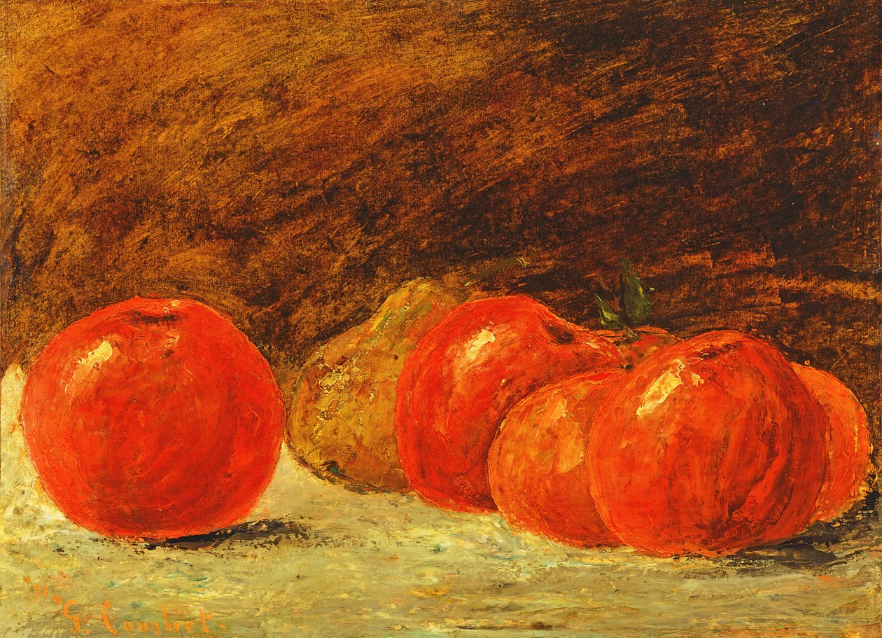 Stilleben med æbler (olie på papir lagt ned på lærred) af Gustave Courbet