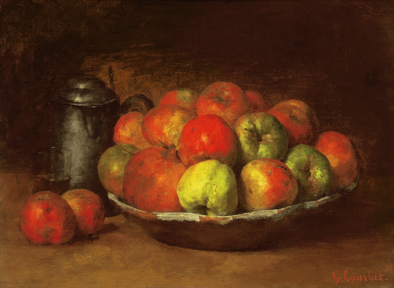 Stilleben med æbler og granatæble, 1871-72 af Gustave Courbet