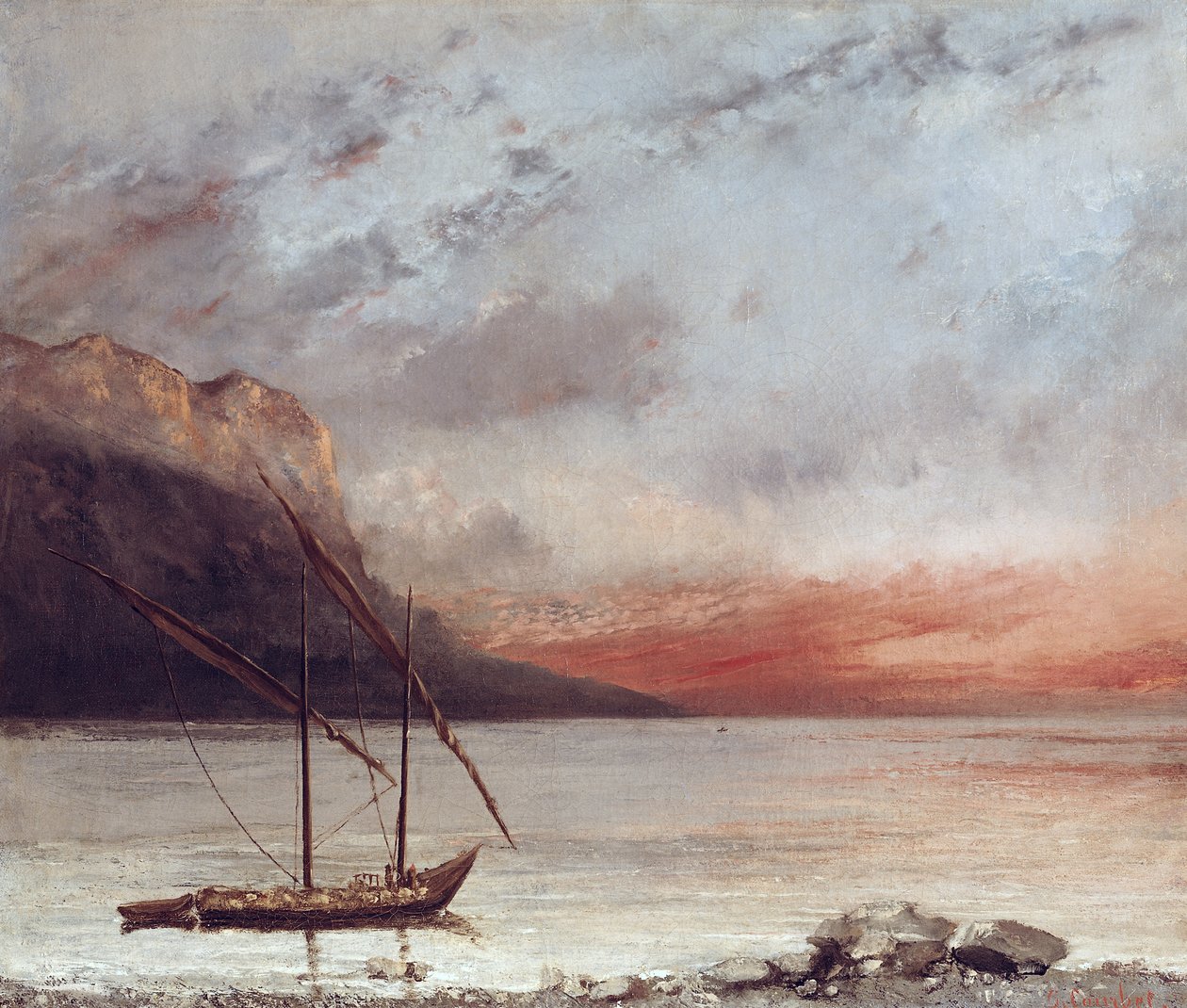 Solnedgang over Lake Leman, 1874 af Gustave Courbet