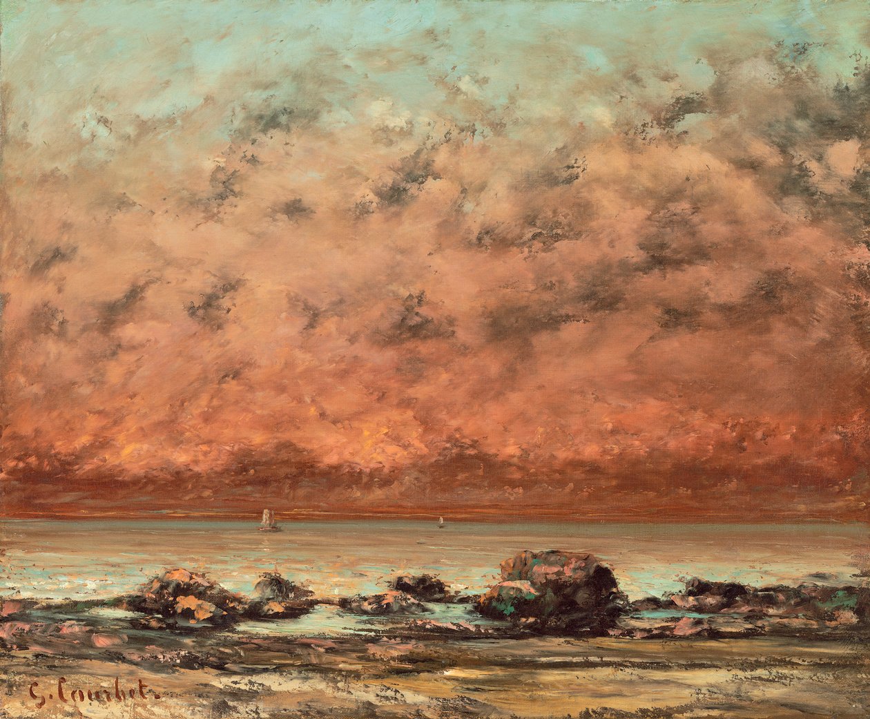 The Black Rocks at Trouville, 1865-66 af Gustave Courbet
