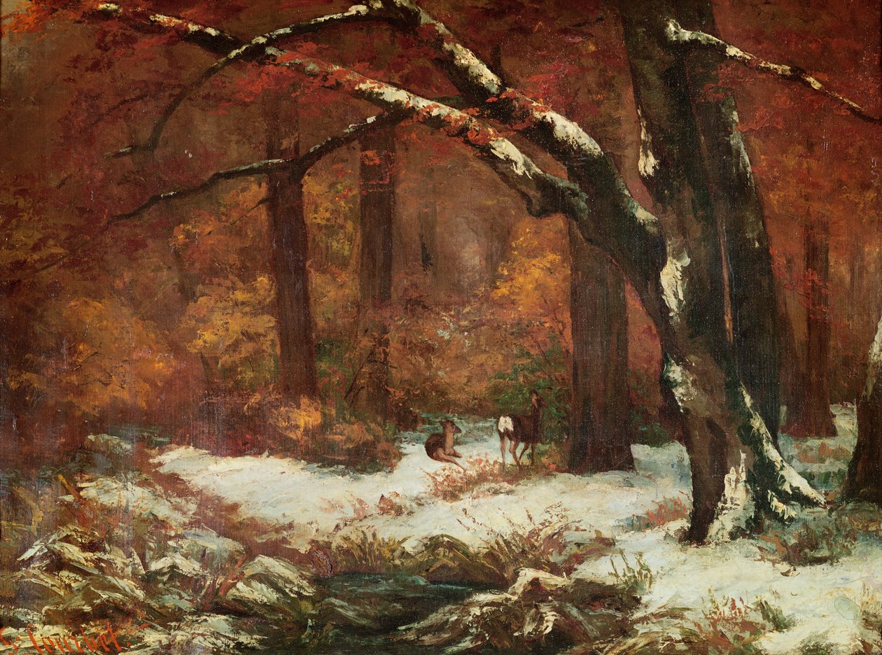 Hjorten trækker sig tilbage af Gustave Courbet