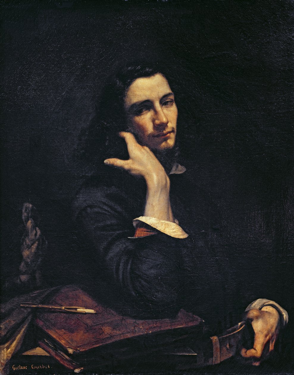 Manden med læderbæltet. Portræt af kunstneren, ca. 1846 af Gustave Courbet