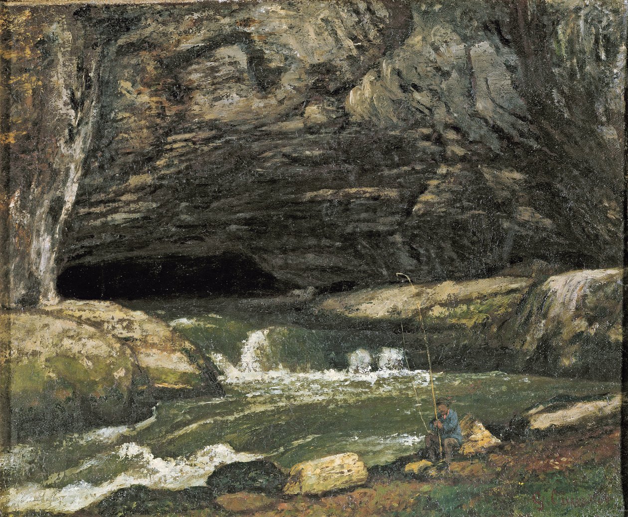 Kilden til Loue eller La Grotte Sarrazine af Gustave Courbet