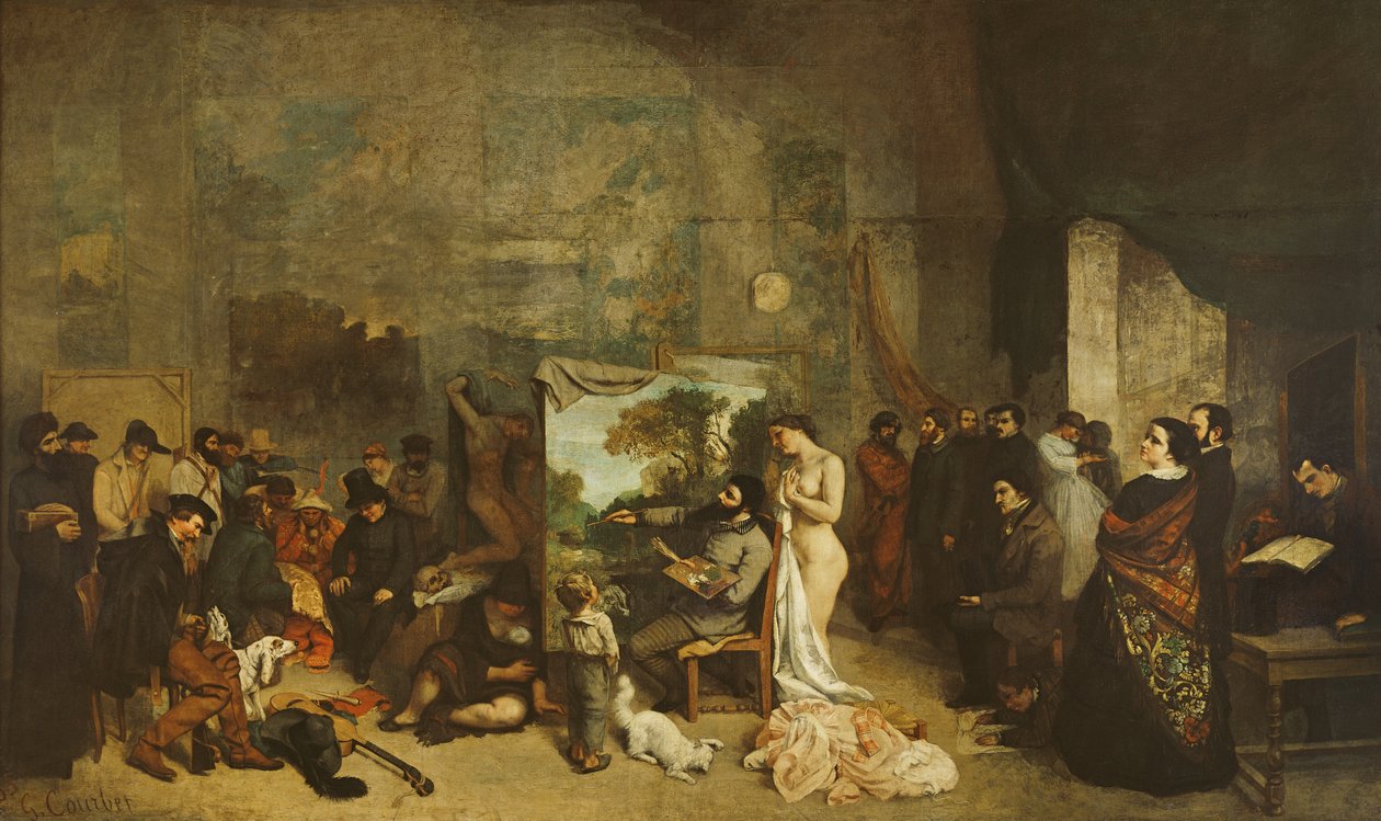 Malerens atelier, en ægte allegori, 1855 af Gustave Courbet