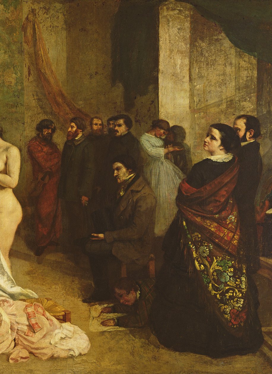 Malerens atelier, en ægte allegori, 1855 olie på lærred detalje af 19190 af Gustave Courbet