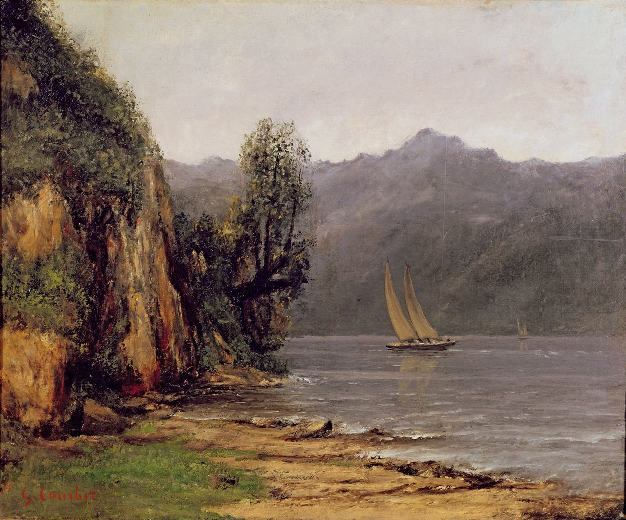 Udsigt over Leman-søen, ca. 1873-77 af Gustave Courbet