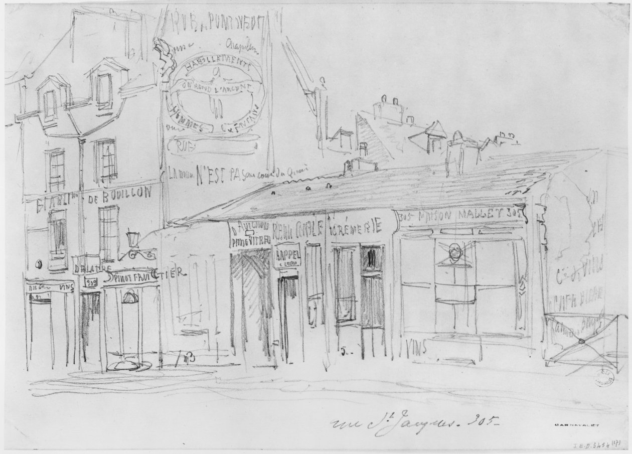 Album af belejringen af Paris, Rue Saint-Jacques (pen og brun blækvask og blyant på papir) af Gustave Dore