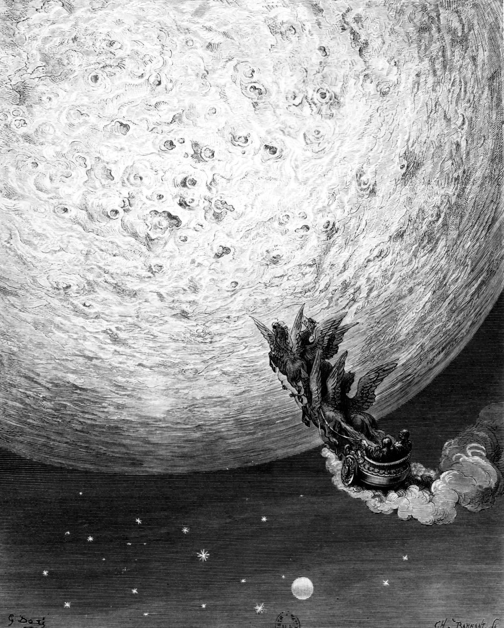 Astolfo on the Moon, strofe 70, canto XXXIV fra The Frenzy of Orlando af Ludovico Ariosto, 1879 af Gustave Dore