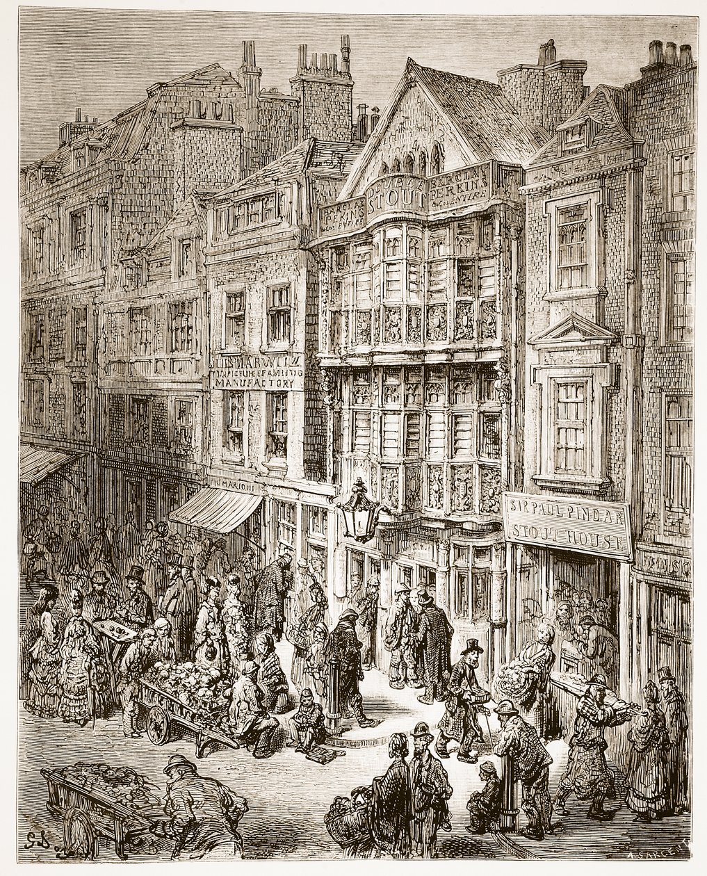 Bishopsgate Street, fra "London, a Pilgrimage", skrevet af William Blanchard Jerrold (1826-94) og graveret af A. Sargent, udgivet af A. Sargent, pub. 1872 af Gustave Dore