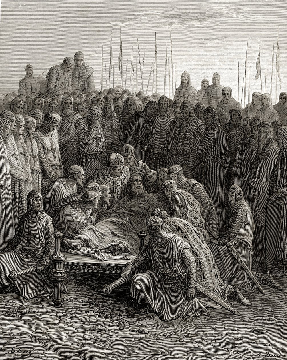 Baldwin I (1171-1205), den latinske konge af Jerusalem, død, illustration fra 