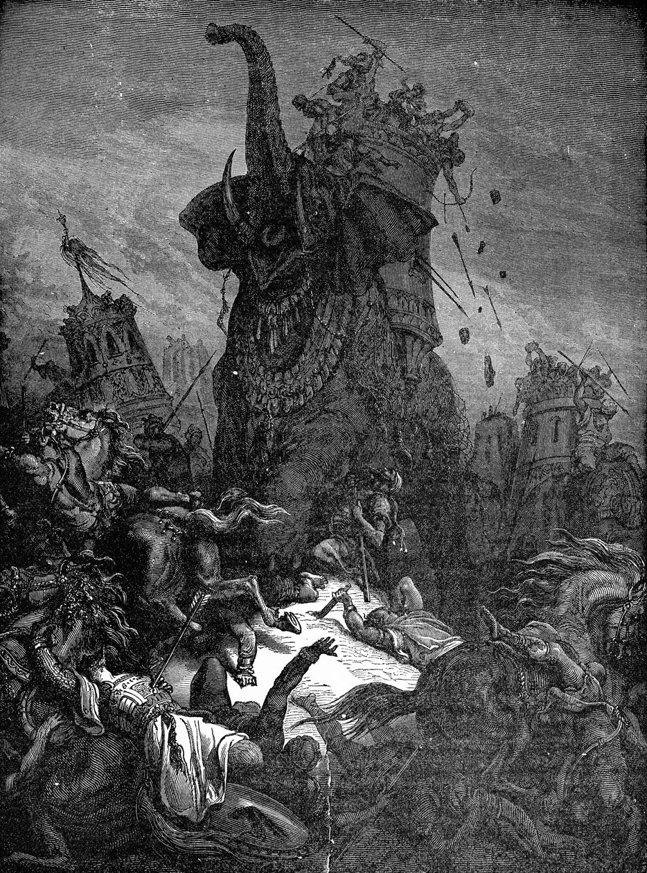 Eleazar dræbt af elefanten, 1888 af Gustave Dore