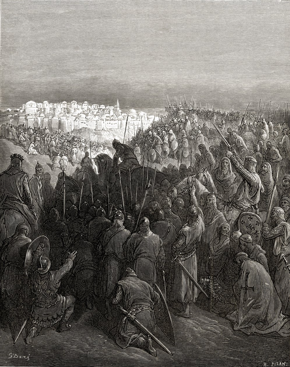 Korsfarernes entusiasme i Konstantinopel i 1204, illustration fra 