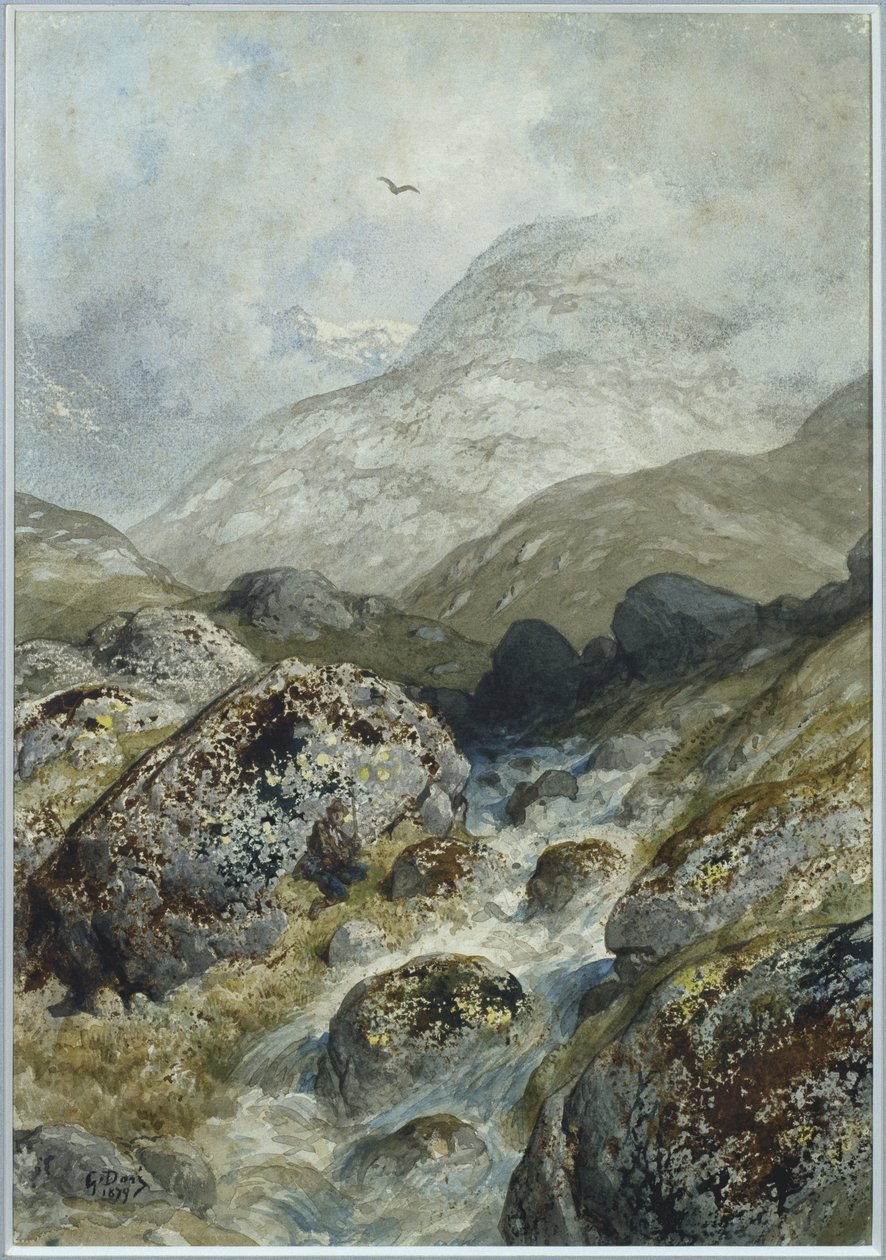 Fiskeri i bjergene (wc og gouache) af Gustave Dore