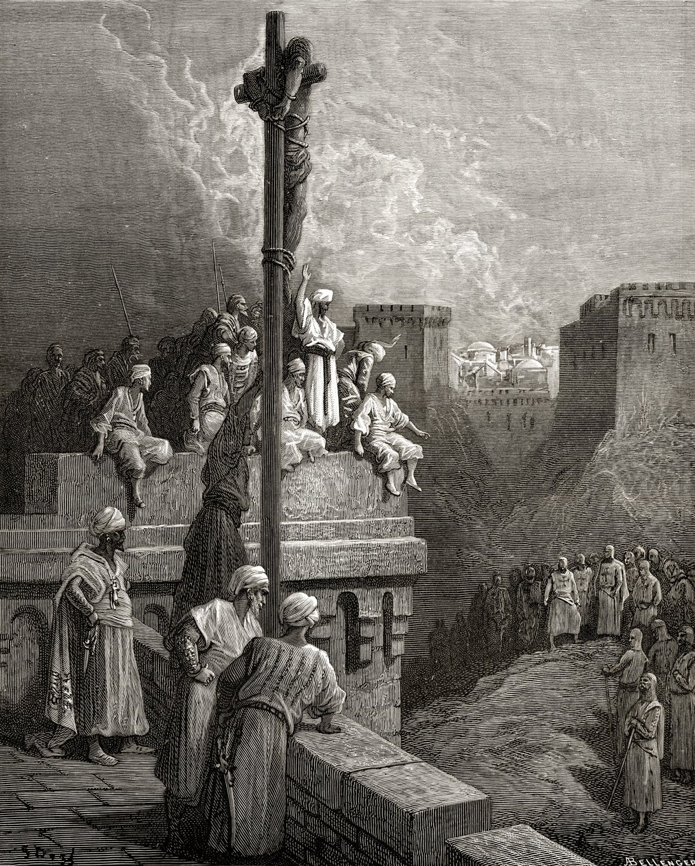 Gerard af Avesnes eksponeret på Arsufs vægge, illustration fra 