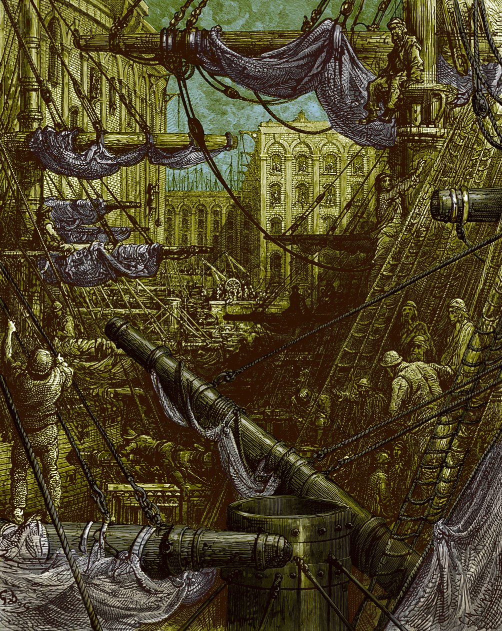 Inside the Docks af Gustave Doré af Gustave Dore
