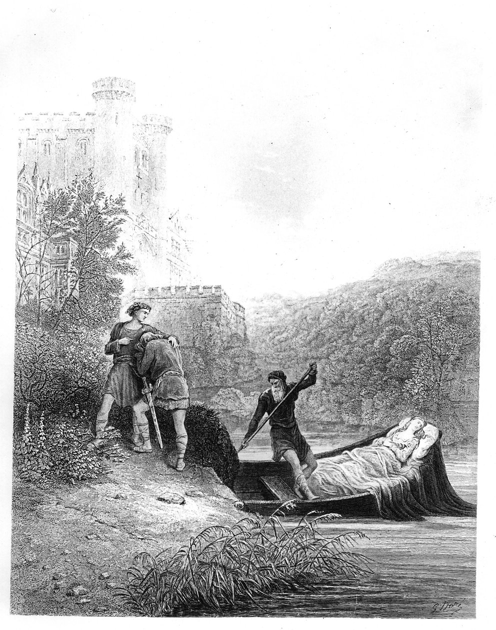 Lancelot ser på liget af Lady Elaine af Gustave Dore
