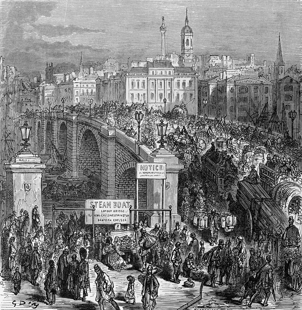 London Bridge, graveret af Stephane Pannemaker, 1875 af Gustave Dore