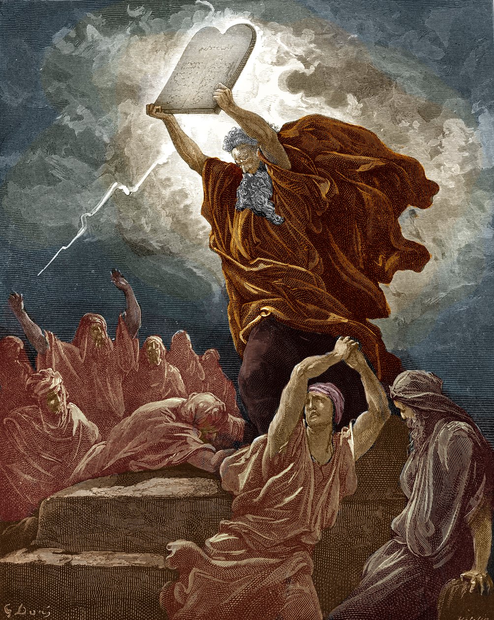 Moses bryder lovens tavler af Doré - Bibelen af Gustave Dore