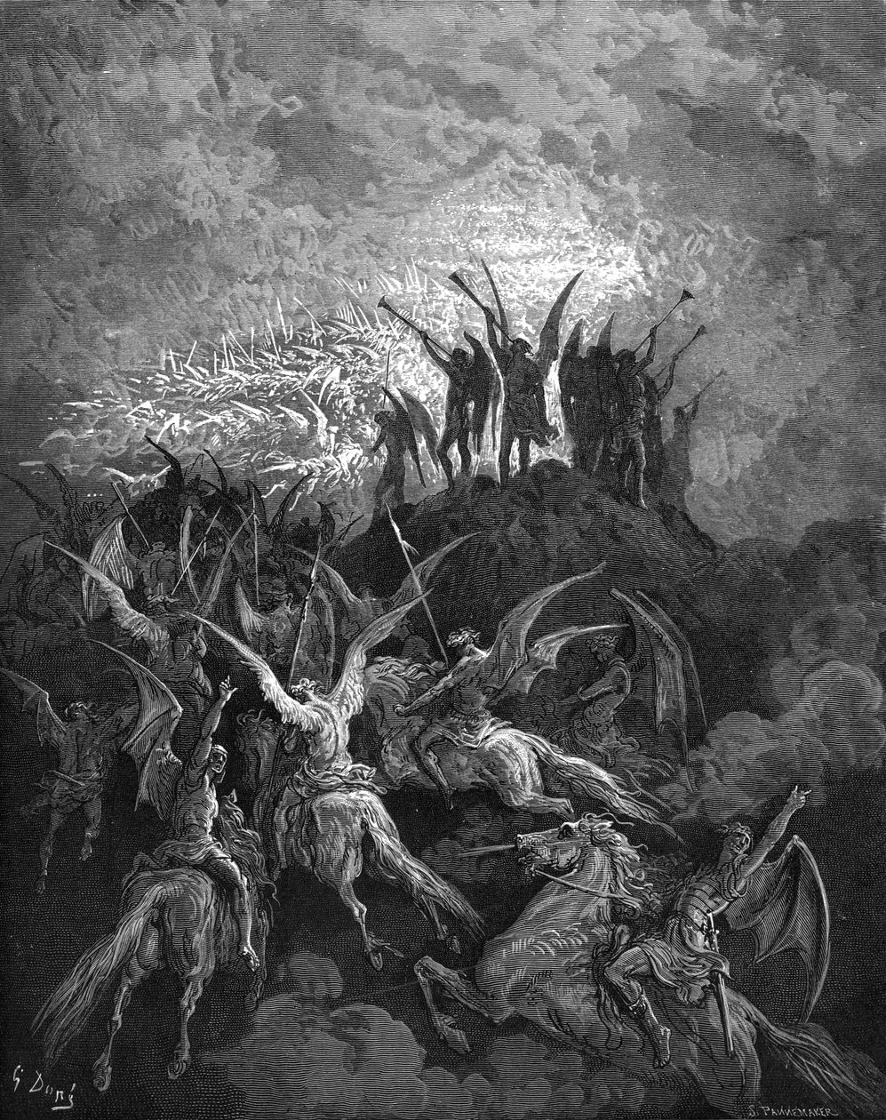 Paradise Lost: The Rebel Angels. af Gustave Dore