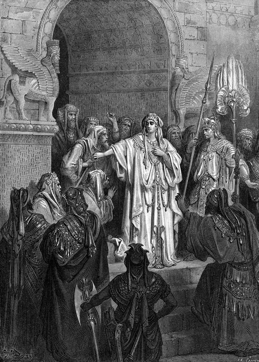 Dronning Vashti, gravering af Doré. - Bibel af Gustave Dore