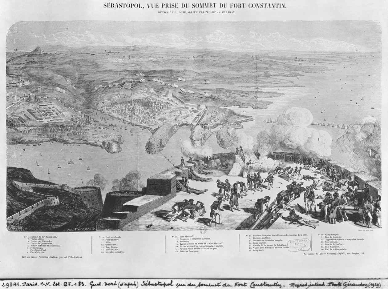 Sebastopol fra Fort Constantin, graveret af Peulot Maradan af Gustave Dore