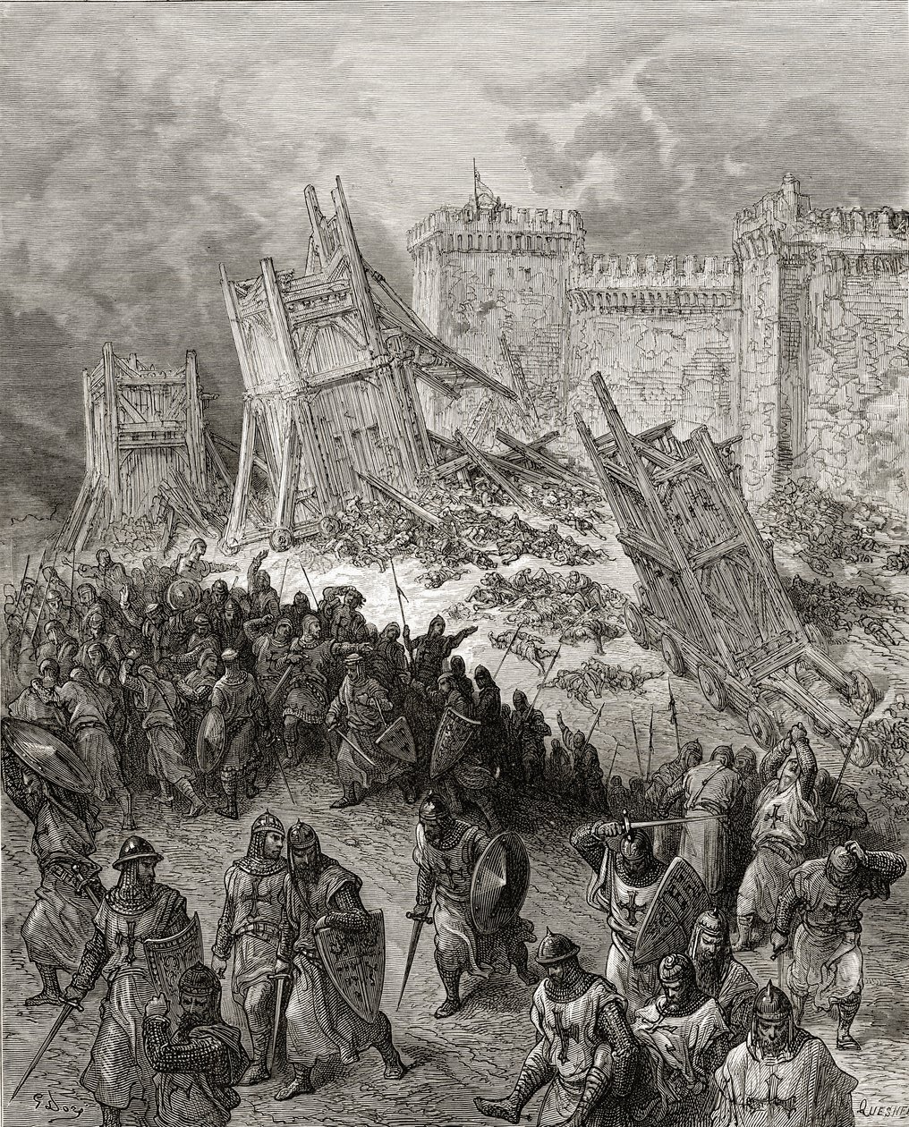 Andet angreb på Jerusalem af korsfarerne afvist, illustration fra 