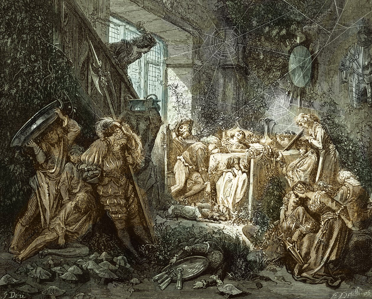 Tornerose: Prins i festsalen. af Gustave Dore
