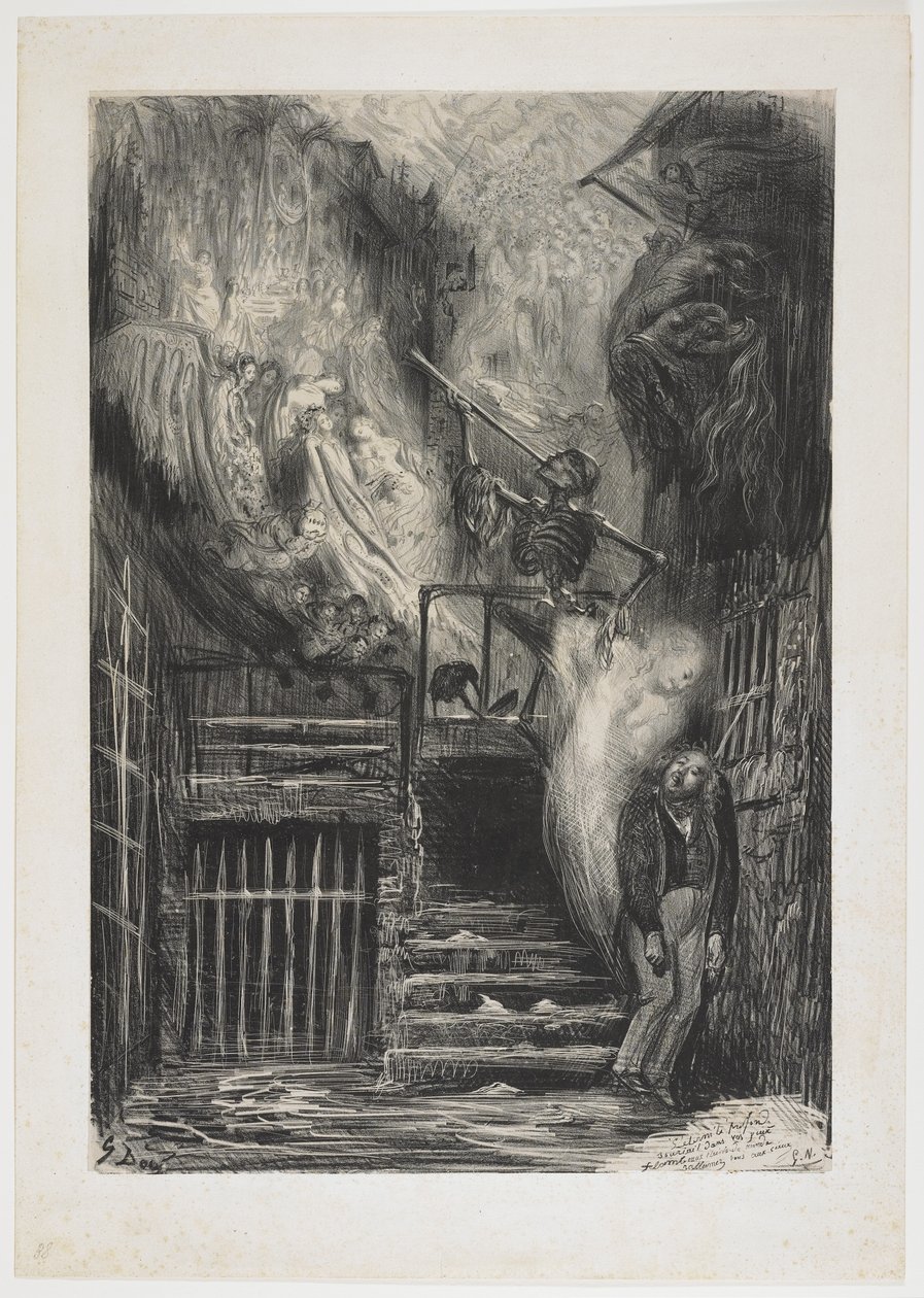 Gade med den gamle lanterne (Gérard de Nervals død), 1855 af Gustave Dore
