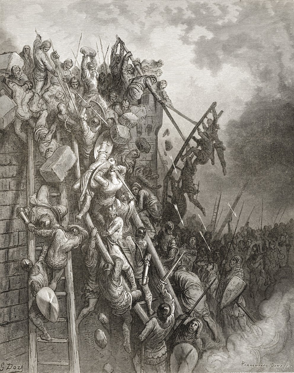 Hæren af præst Volkmar og grev Emocio angriber Merseburg, illustration fra 