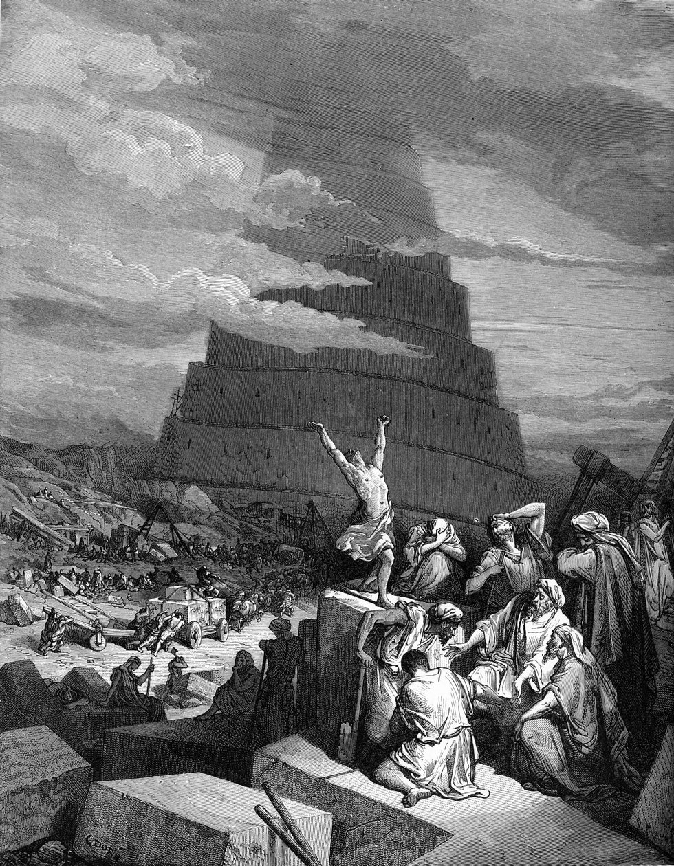 Tungeforvirringen (Babelstårnet). - Bibel af Gustave Dore