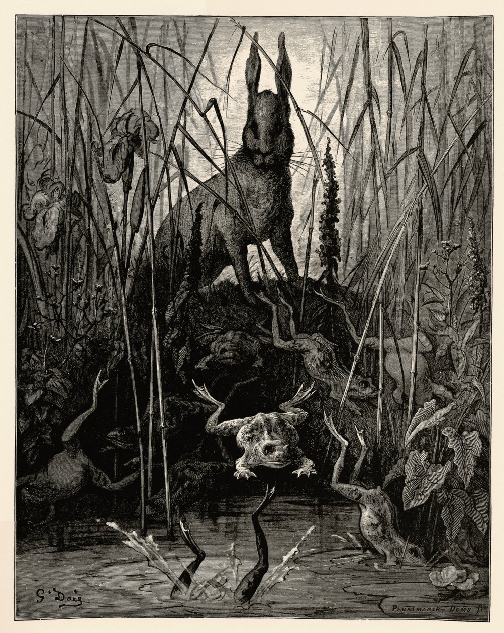 Haren og frøerne af Gustave Dore
