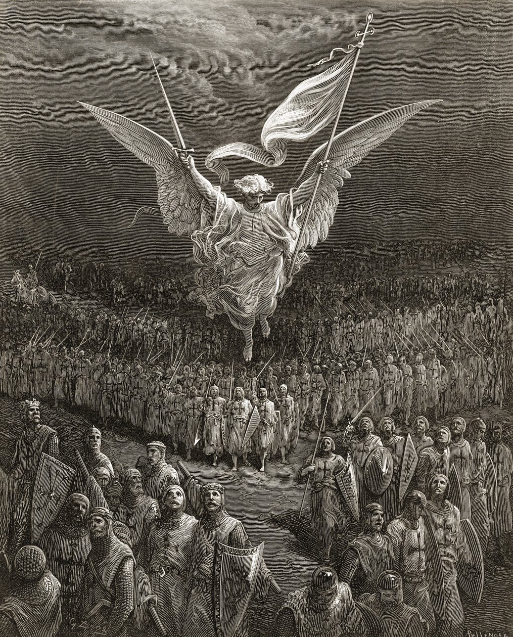 Vejen til Jerusalem, illustration fra "Bibliotheque des Croisades" af J-F. Michaud, 1877 af Gustave Dore