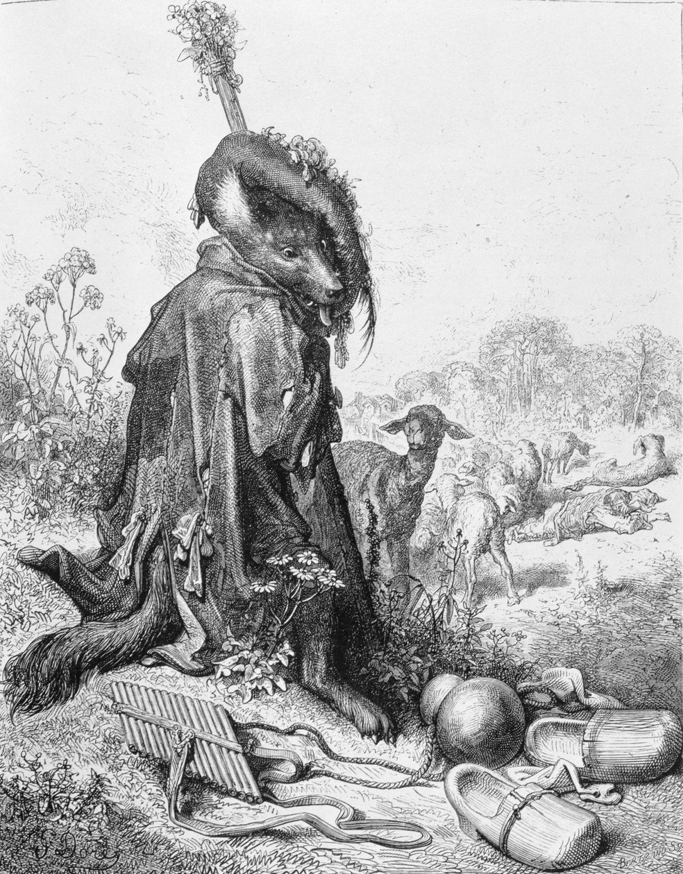 Ulven blev hyrde, illustration fra 