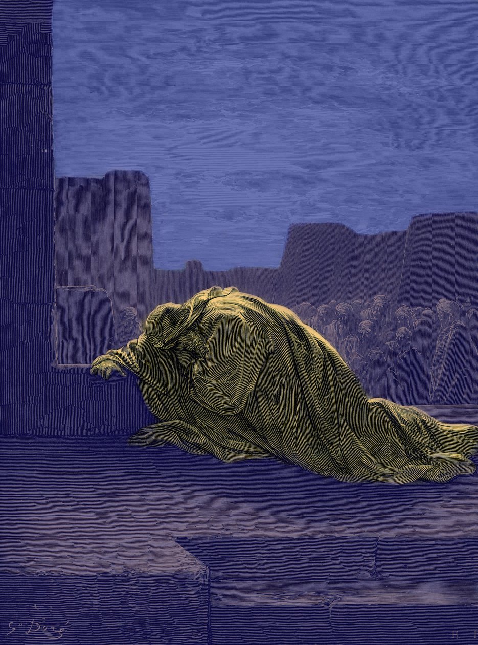 Profeten Ezra beder, af Gustave Doré. - Bibel af Gustave Dore