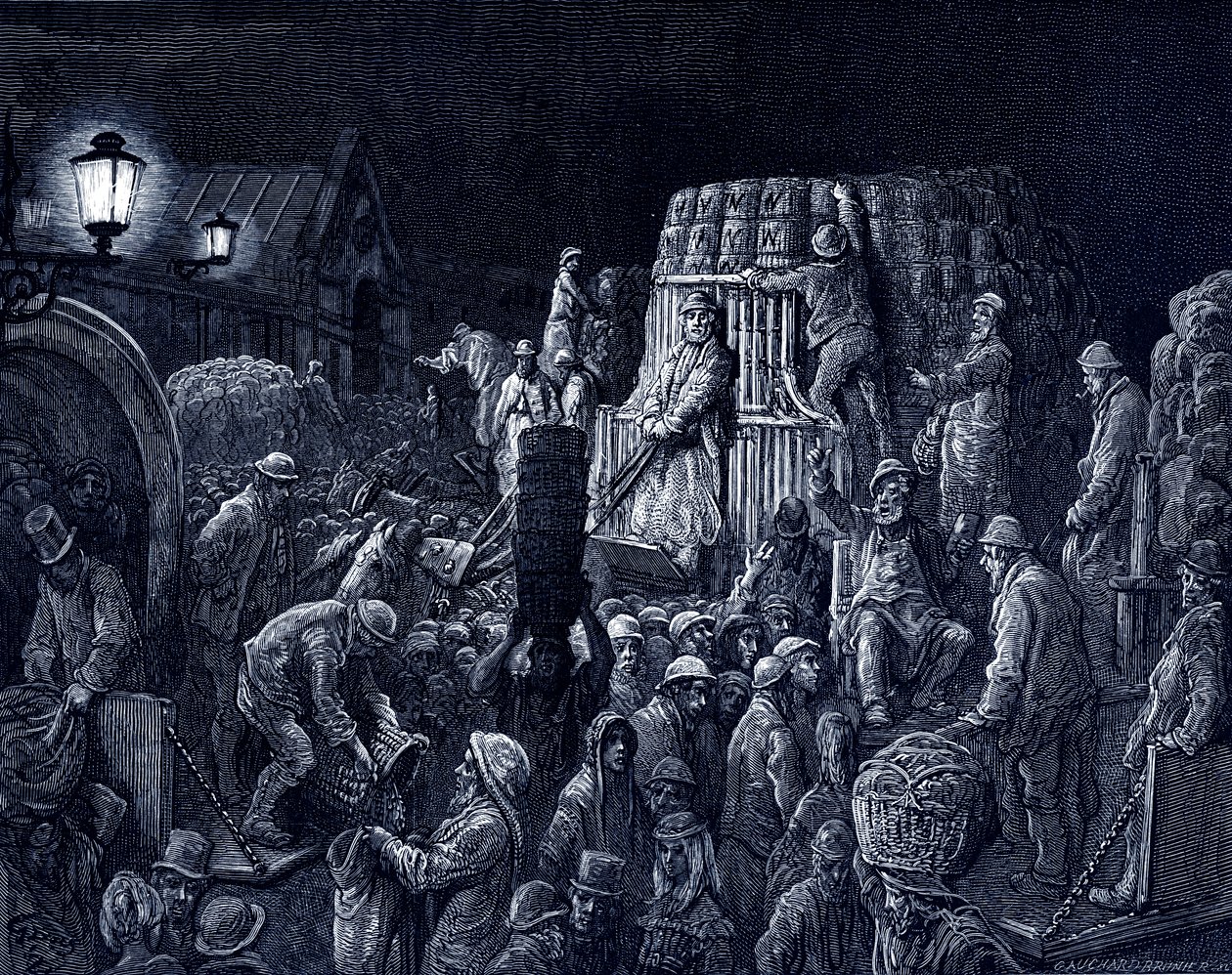 Victoriansk London - Covent Garden marked af Gustave Dore