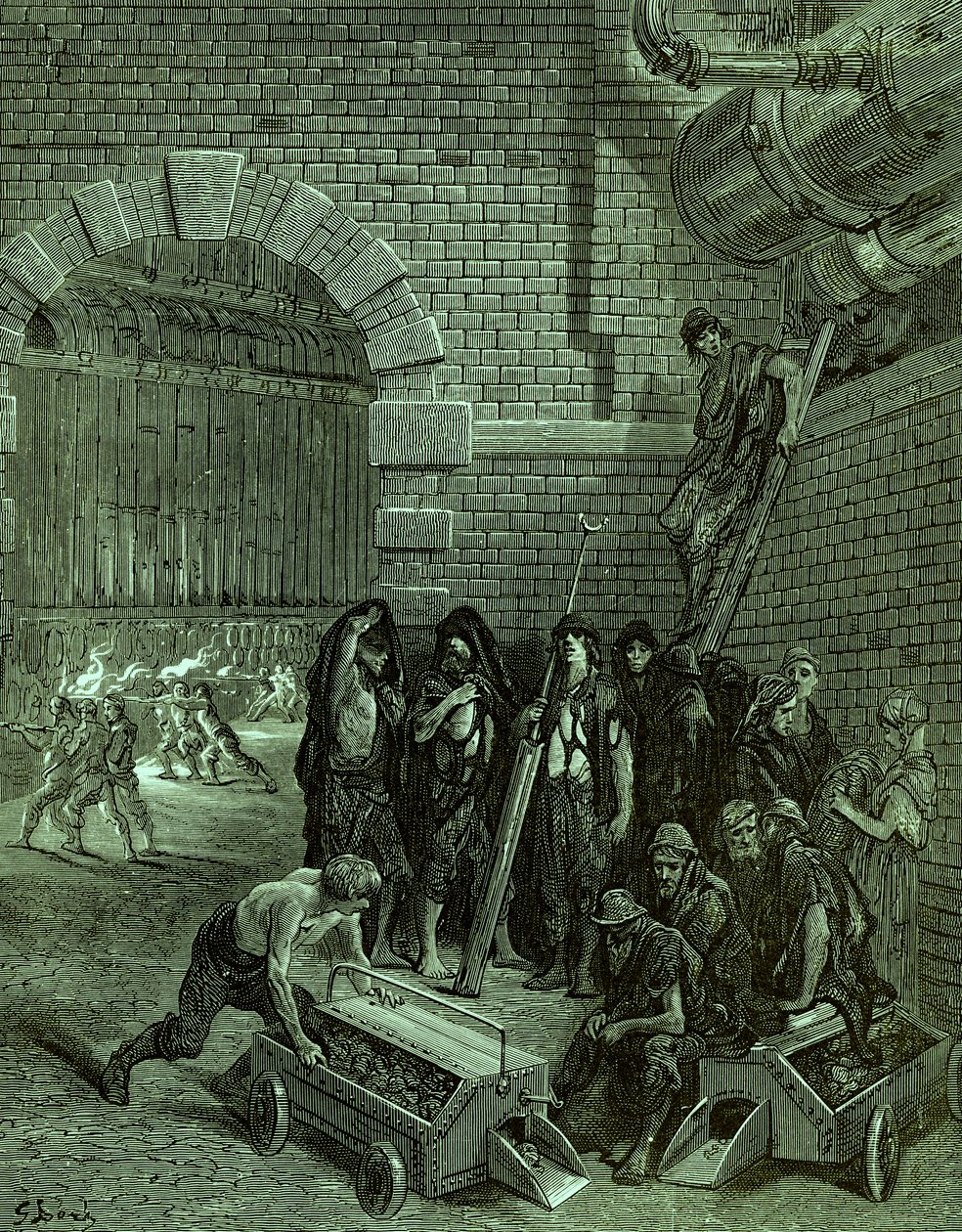 Victorianske London Lambeth Gasworks af Gustave Dore