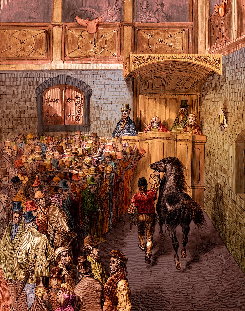 Victoriansk hesteauktion, Tattersalls-gravering af Gustave Doré af Gustave Dore