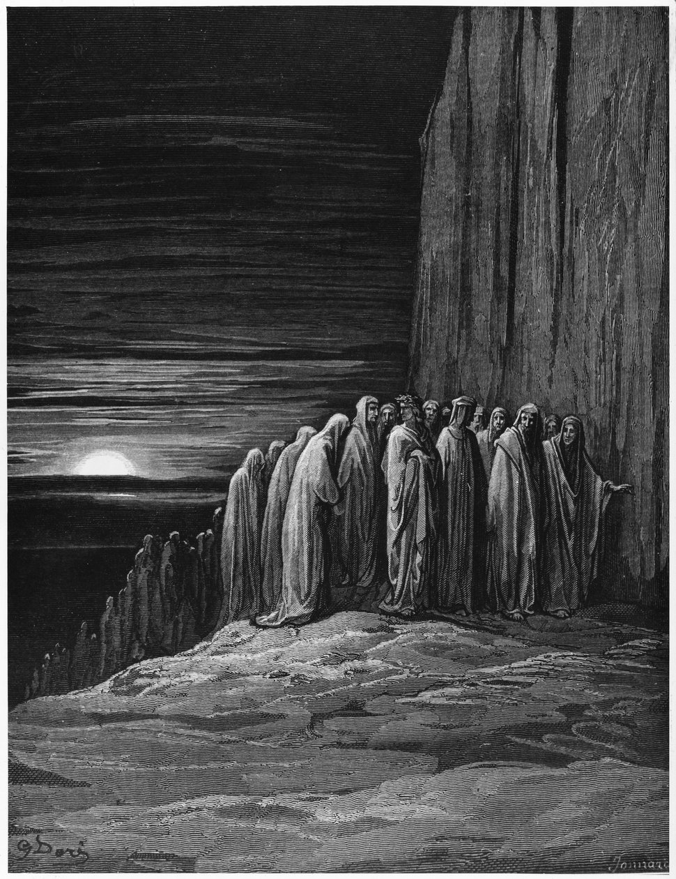 Virgil (70-19 f.Kr.) og Dante, illustration fra 