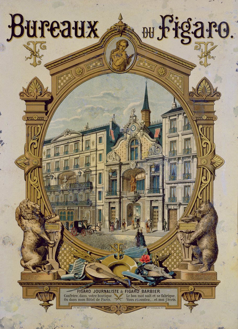 Plakat, der reklamerer for den parisiske avis Le Figaro, ca. 1880 af Gustave Grimoin