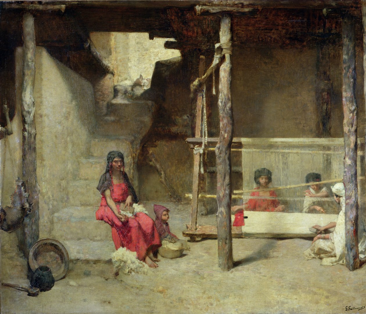 Vævere ved Bou-Saad af Gustave Guillaumet