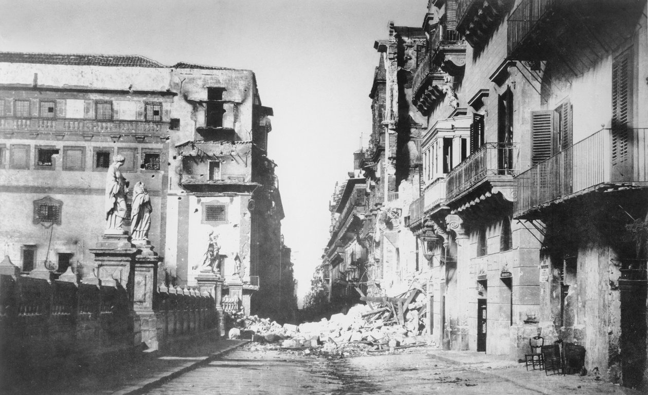 Barrikade af General Turr, Via Toledo i Palermo, juni 1860 af Gustave Le Gray