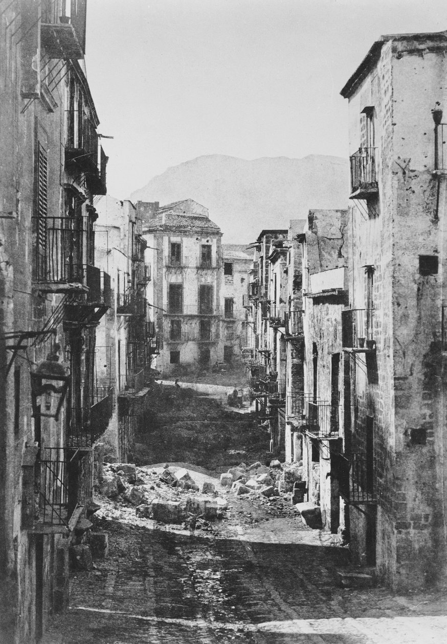 Ødelæggelse af Castres-kvarteret, Palermo, 1860 af Gustave Le Gray
