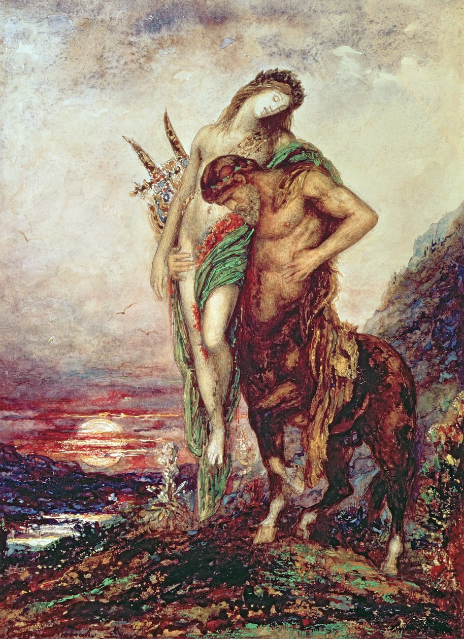 Død digter båret af kentaur af Gustave Moreau