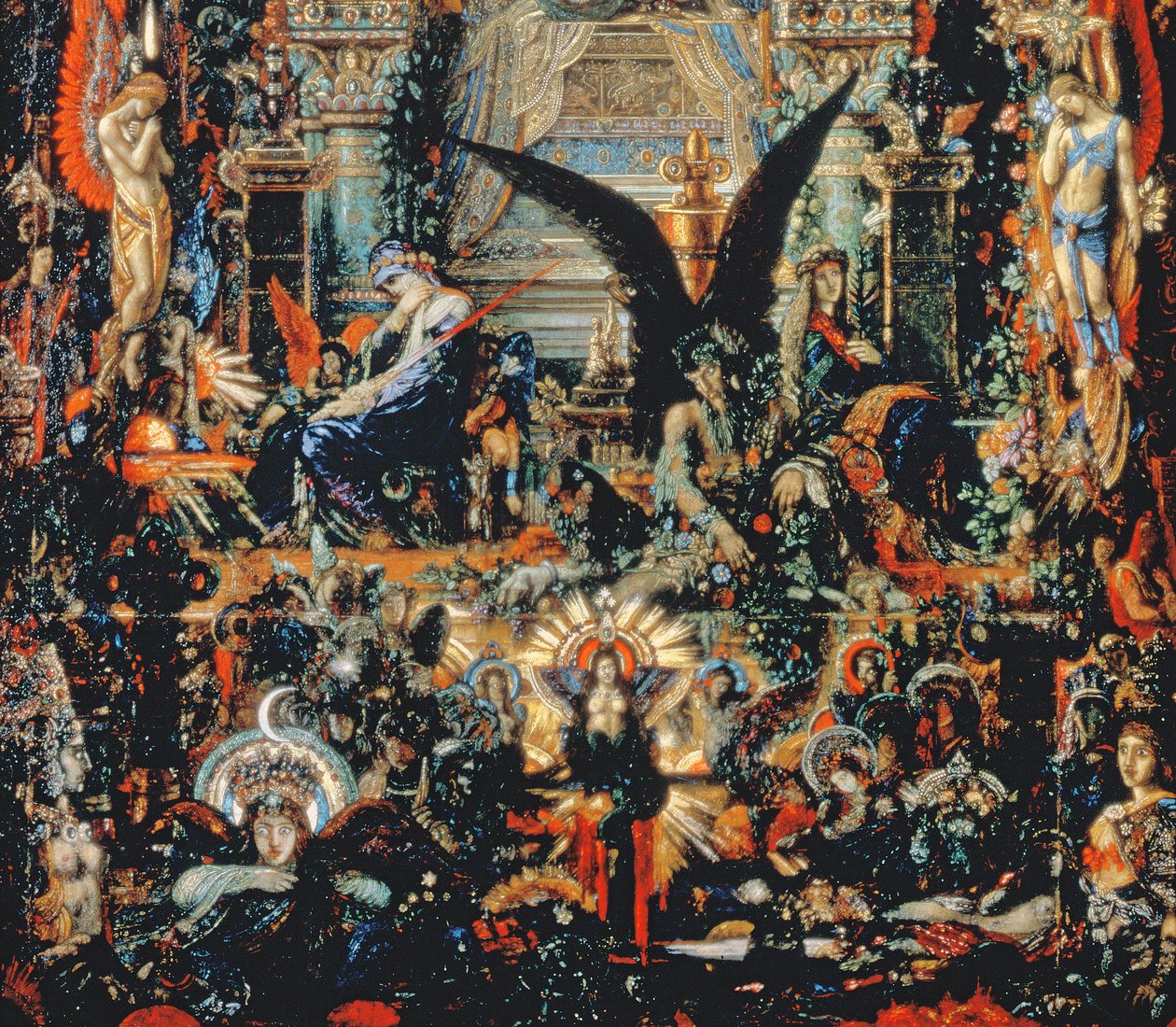 Jupiter og Semele, 1894-95 olie på lærred detalje af 57305 af Gustave Moreau