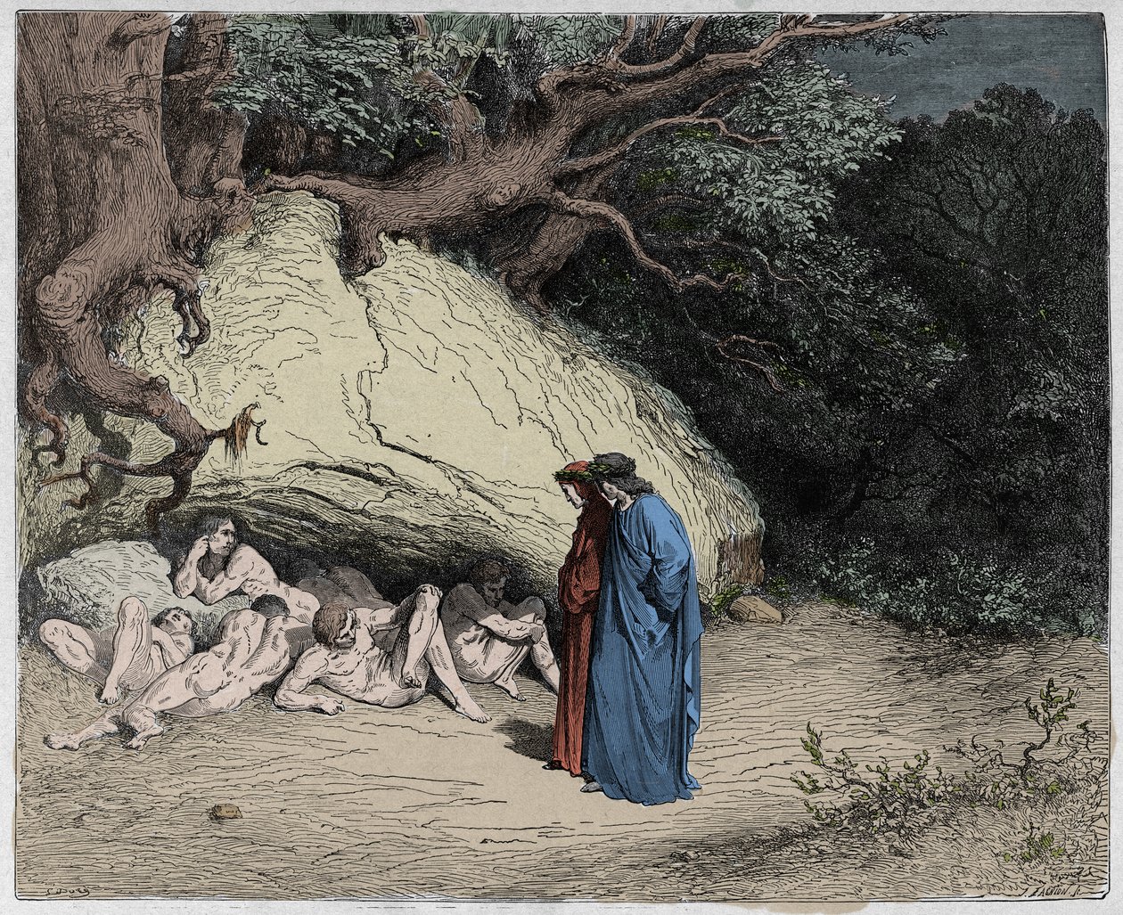 Inferno, Canto 4: De uskyldige sjæle i Limbo, illustration fra The Divine Comedy af Dante Alighieri, 1885 (digitalt farvet gravering) af Gustave after Dore