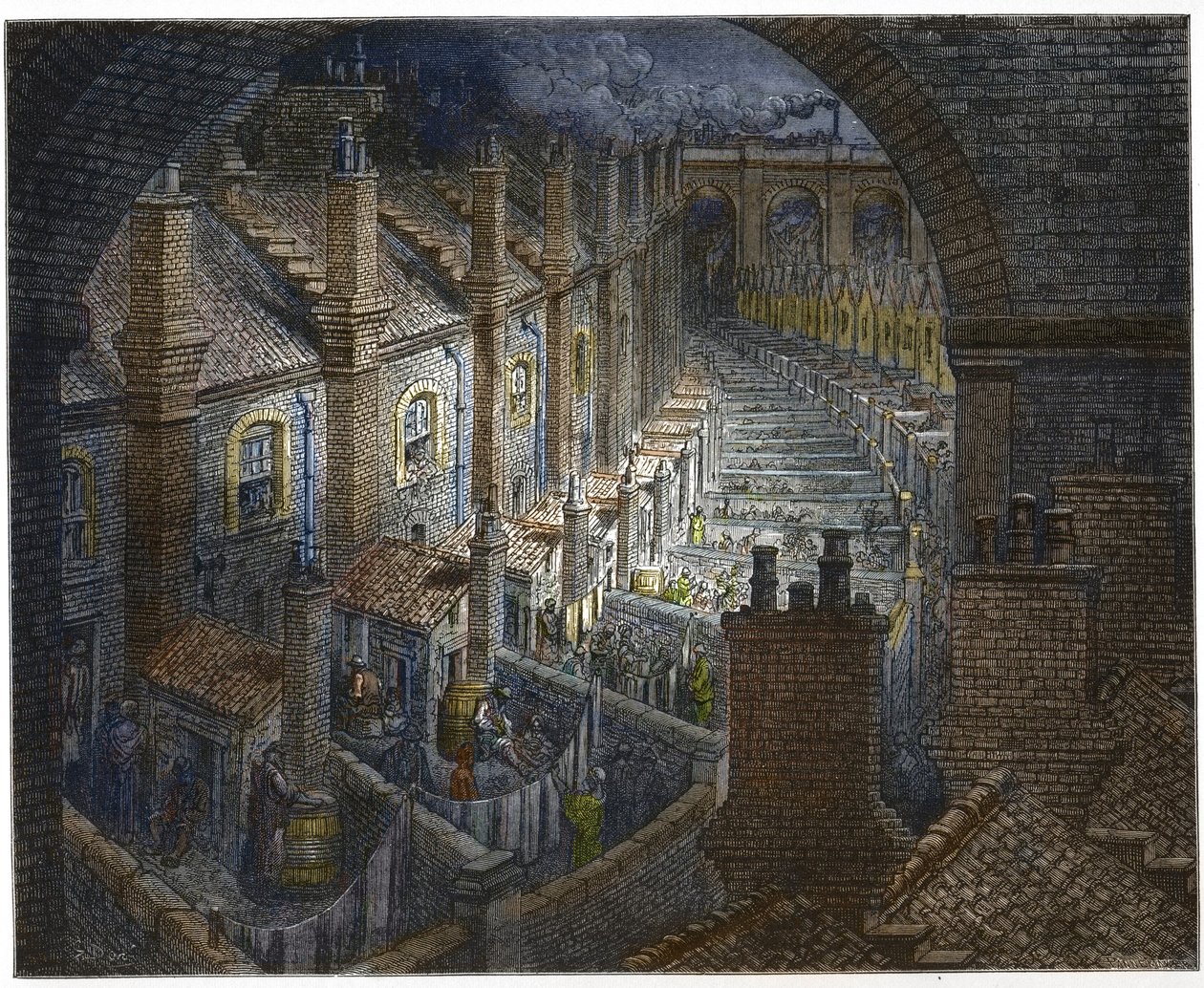 Over London Med jernbane fra London, en pilgrimsrejse, skrevet af William Blanchard Jerrold af Gustave after Dore