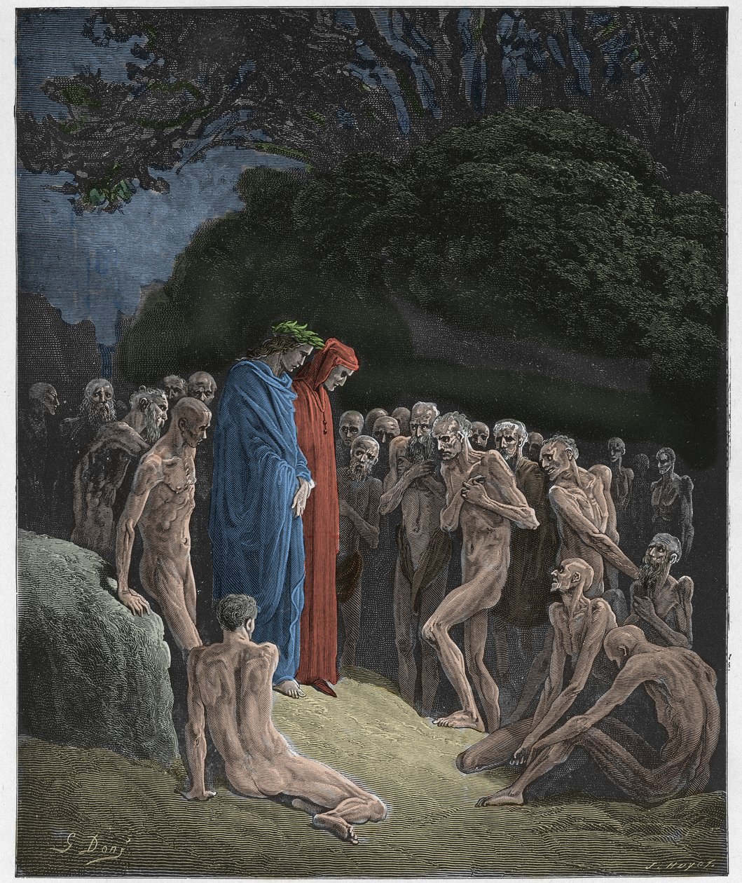 Purgatorio, Canto 23: The souls of the glutonous, illustration fra Den guddommelige komedie af Dante Alighieri, 1885 (digitalt farvet gravering) af Gustave after Dore